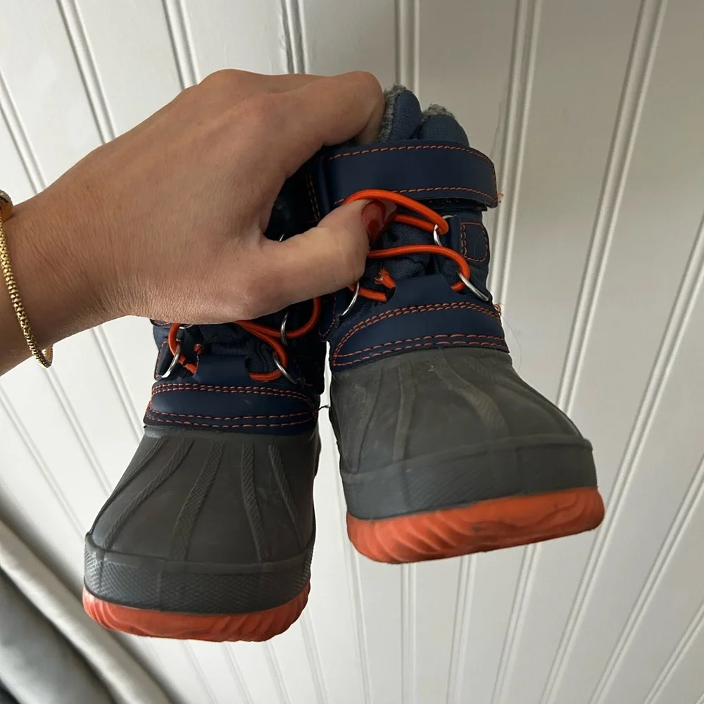 Target Kids' Size 5 Navy Orange Gray Snow Winter Boots
